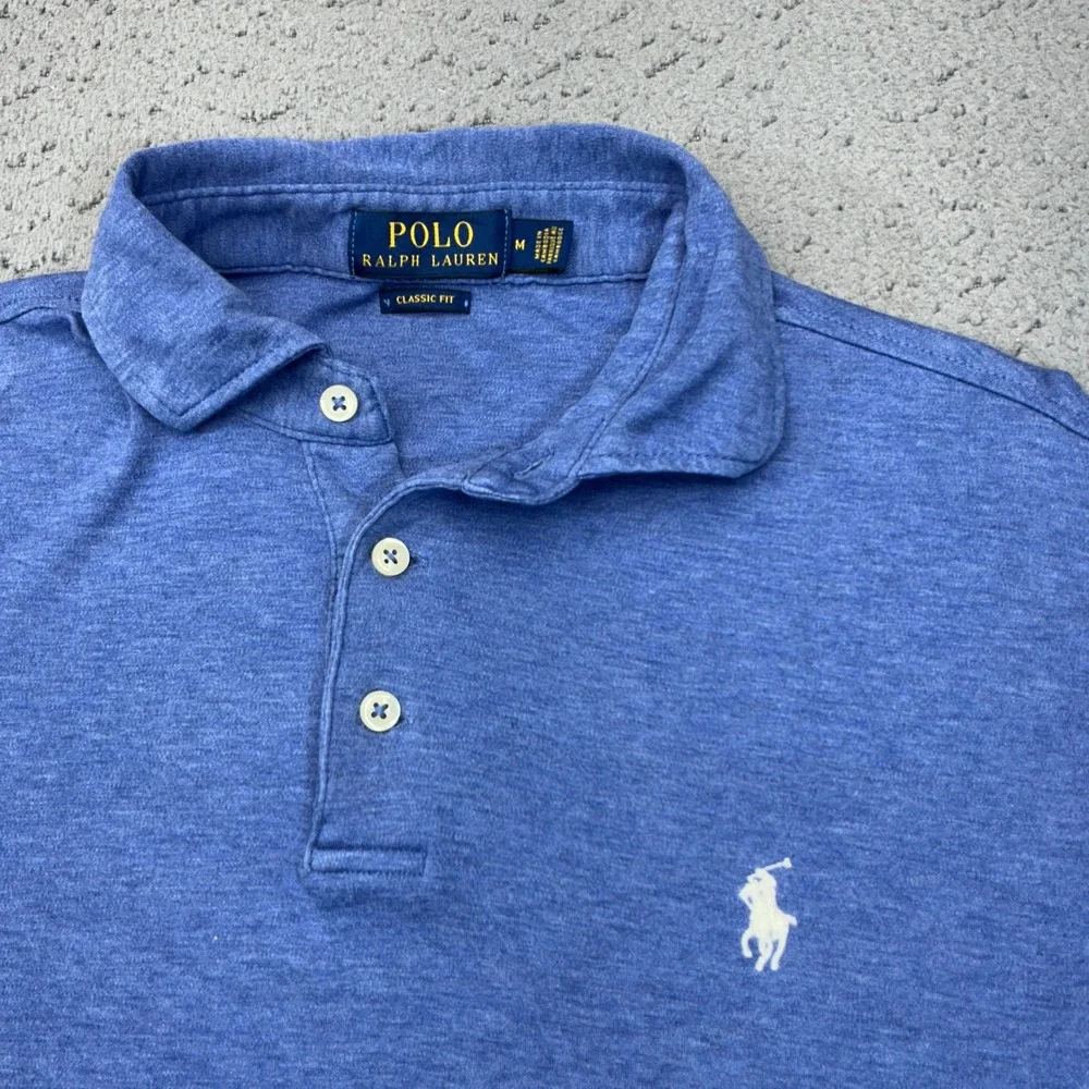 Polo Ralph Lauren Polo Shirt Mens Medium Blue Classic Fit Short Sleeve Pony Logo